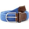 Trendhim Cintura da uomo - Cintura elastica da uomo in blu scuro (105 cm) - Cintura elastica intrecciata con ecopelle e fibbia in metallo per una vestibilità perfetta