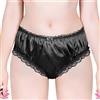 LittleForBig Slip unisex hipster in raso Sissy pizzo con volant mutandine slip per crossdresser transgender, Nero , S
