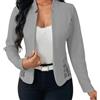 Generico Blazer e Giacche da Abito da Donna, Eleganti Blazer in Pizzo a Contrasto Bianco Casual Autunnali (Gray,L)