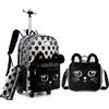 HTgroce 3pcs Zaino Scuola Bambino Trolley,Zaino Trolley Zainetto Ragazza Con Ruote Regolabile Pull Rod per Scuola Viaggio