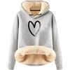 Generic Felpe con cappuccio in cotone foderato in pile da donna termiche con cappuccio maglioni con cappuccio spessi invernali pesanti colorati foderati in lana tinta unita felpe con cappuccio da donna calde