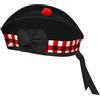 BELGLY Glengarry Cap-Cappello scozzese tradizionale, 100% lana, tartan di lana acrilica, accessori per kilt/cornamuse, nastro di cotone in poliestere, Nero e Rosso Diced, 59