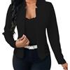 Generico Blazer e Giacche da Abito da Donna, Eleganti Blazer in Pizzo a Contrasto Bianco Casual Autunnali (Black,XXL)