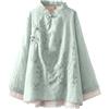GMQWRK Camicia a maniche lunghe da donna in stile etnico vintage ricamo camicetta con bottone pieghevole petite camicie leggere abbigliamento tradizionale cinese camicie ricamate floreali top orientali