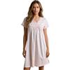 ADMAS Camicia da Notte Donna Cotone 100% 61515 Camicia Notte Donna Rosa Mezza Manica con Bottoni e Pizzo Elegante Morbida e Traspirante Taglie Comode