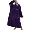 Yzehomijia Coperta portatile con cappuccio, per donne e adulti, coperta con maniche, morbida e calda da indossare come regalo per fidanzata, mamma o mamma koala (Purple Leopard Print)