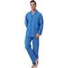 Amaxer Classico Pigiama da Uomo in Due Pezzi,in Cotone,da Notte,a Maniche Lunghe,con Tasche,con Coulisse