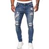 Osheoiso Jeans Uomo Pantaloni Slim Fit Strappato Stretch Skinny Ripped Casual Dritti Denim Pantalon Hip Hop Cargo Moda Chino A Blu XL