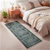 TESSO LIVING Tappeto 80x150 cm Verde Kilim Vintage Piatto Antiscivolo Riscaldamento Pavimento Design Belga