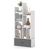 COSTWAY Libreria in Legno a 7 Piani, Scaffale Multifunzionale con 1 Cassetto e 7 Scomparti, Scaffale Espositivo per Soggiorno Studio Ufficio, 53x24x118 cm (Bianco, 1 cassetto)