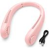 RAYPOW Ventilatore da collo portatile regolabile, 3 velocità, batteria 1200 mAh, USB-C 5 V/1 A, 4 W, vivavoce, ventilatore personale ricaricabile per viaggi, ufficio e sport, rosa