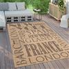 Paco Home Tappeto Cucina Da Esterno Salotto Moderno Balcone Terrazo Moderno Motivo Astratto Letteratura, Dimensione:80x150 cm, Colore:Beige