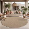TT Home Tappeto Da Esterno Impermeabile Giardino Camera Da Letto Corridoio Motivo Boho Tinta Unita Aspetto Sisal Moderno Natural, Dimensione:120 cm tondo