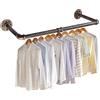 TANiCE Appendiabiti per Tubo Industriale 60cm Barra dei Vestiti del Metallo Spessore del Tubo 2 cm Appendiabiti da Parete Vintage per Bagno Ingresso o Camera da Letto Caffetteria (Bronzo)