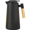 LAIKAIEU Thermos - Thermos per tè caldo e freddo, con semplice pulsante di sicurezza, manico in legno, fondo antiscivolo, thermos per Home Office Hotel (nero, 1 L)