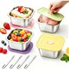 Kehigovi 4 Coppette Dessert Inox 400ml, Contenitori Surgelabili Riutilizzabili | per Gelato Torte Frutta Snack, Bicchierini Finger Food Monoporzioni per Dolci con 4 Cucchiaio Forchette Multifunzione