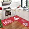 Garvee Set di 2 Tappetini da Cucina Natalizi in Lino Motivo Albero di Natale per Pavimento Bagno Decorazioni per la Casa 40 x 60 cm + 40 x 120 cm
