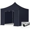 TOOLPORT 3x3m Gazebo Pieghevole PVC 850 ignifugo con Laterali, Professional 40mm Alluminio, Nero