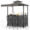 COSTWAY Gazebo per Barbecue, Pergola per BBQ con Tavolo Bar e 2 Sgabelli Bar Pieghevoli, Ripiani di Stoccaggio in Metallo, per Giardino e Cortile, 193 x 117 x 240 cm (Grigio)