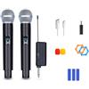 AugustknowU Microfono ricaricabile senza fili con portata di 50 metri per karaoke per eventi, alto rapporto segnale/rumore e uscita audio chiara (uno e due)