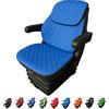 Binbir Trend Set di 3 coprisedili universali resistenti per trattore con poggiatesta, coprisedili per carrello elevatore (pelle blu capitone)