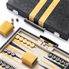 Lingle Set da backgammon da 38,1 cm per adulti, tavola classica da backgammon con dadi a scacchiera, esterno in ecopelle e interno in velluto, set da viaggio portatile da backgammon (nero)