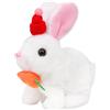 Cuteoy Coniglio camminante con cappello bianco, peluche parlante, svolazzante, giocattolo educativo per ragazze e ragazzi, per compleanno, 17,8 cm