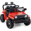 RELAX4LIFE Macchina Elettrica per Bambini con Telecomando, Volante, Pannello Musicale, Clacson, Fari, Specchietti Retrovisori Ripiegabili, 4 Ruote Durevoli, 3+ Anni (ROSSO)