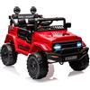 Garvee Macchina Elettrica per Bambini 12V Fuoristrada con Telecomando | Auto Elettrica con Musica, Fari LED, Clacson, MP3, USB, Bluetooth, Sospensione a Molla, per Bambini 3+ Anni, Rosso