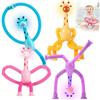Weiongppy Giraffa Telescopica con Ventosa per Bambini 2-6 Anni - Giocattolo Sensoriale Luminoso, Tubi Estensibili Anti-Stress per Autismo, Gioco Educativo e Creativo dai Colori Vivaci - Set da 4 Pezzi