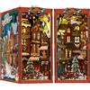 FEIMUOSI Book Nook Angolo lettura fai da te - Kit puzzle 3D in legno Negozio di Natale, Kit per casa delle bambole in miniatura, Mini casa Creativa Decorativa Fermalibri, Regalo per Natale Compleanno