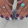 Bryxora 24 Unghie Pressate Corte Mandorla Blu, Unghie Pressate Corte Estive, Set Completo con Accessori per Manicure DIY