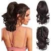 XFSRG Coda Capelli Extension con Pinza Finta Ondulati a di Cavallo Voluminoso Lungo Mosso Extension Capelli Coda di Cavallo Posticcio per Donna (Marrone Scuro)
