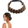 SCJJZ Fascia Treccia Capelli Donna Sintetica Marrone Chiaro Treccia Finta Capelli Elastica Regolabile per Uso Quotidiano Feste Matrimoni Accessorio Capelli Treccia