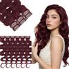 SEGOHAIR Extension con clip in capelli veri, 6 pezzi, clip singola, extension, capelli ricci, naturali, per donne e donne, rosso vinaccia, #99J, 25 cm, 31 g