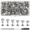 xiaoxiaozhijia 110 Pezzi di Rivetti per Cuoio,Set di Rivetti a Vite M5,Lunghezza delle viti 4/5/6/8/10/12 mm,Borchie per Cuoio per la Decorazione Della Pelle Fai da Te (Silver)