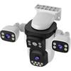 EVERSECU Telecamera di sicurezza WiFi PTZ tripla lente, tre telecamere in uno, telecamere laterali con braccio regolabile tutto angolo, vista 2K 360° senza punto cieco, monitoraggio automatico, messa