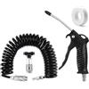 Habwea Kit Pistola per Aria Compressa con Tubo Spiralato 5M, Pistola di Soffiaggio Professionale in Metallo e Plastica, Set Completo con Connettori per Pulizia Auto e Camion