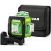 Huepar Livella Laser Verde 3D 3x360° Autolivellante, Precisione ±3mm, 40m(70m con Ricevitore), Compatta, Ideale per Lavori in Spazi Stretti, Controsoffitti, armadi e Piastrelle, Modalità Impulso,USB-C