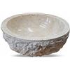 Kinaree Lavabo in pietra naturale in marmo, vaschetta per il lavaggio in 3 misure, marmo chiaro con esterno ruvido (Ø 40 cm)