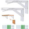 Guidre Pieghevoli per Mensole 300mm,Reggimensola Pieghevole Inox Supporti per Mensole Pesanti Tavolo da Parete Salvaspazio fai-da-te Staffe Triangolari, Carico Massimo 90kg [2 Pezzi]