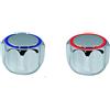TLDSHOP® - Manopola Cromata per Rubinetti - kit maniglia di ricambio con placca - inserto 20-24 - pz 2 (coppia) - colore placca: ROSSA/BLU