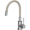VBChome Rubinetto per lavello in acciaio inox, colore beige, flessibile, girevole a 360°, in acciaio inox, per cucina, monocomando, per lavello, freddo, caldo, colore: beige