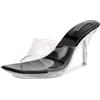 Pradize Mules Con Tacchi A Spillo Alti 10 Cm Da Donna - Design Trasparente Moderno - Effetto Gambe Lunghe Comfort Stabile (Nero e trasparente, 45)