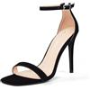 Zhabtuc Décolleté con tacco alto da donna, punta aperta quadrata, cinturino alla caviglia, tacco alto da 11 cm, scarpe eleganti e comode, Nabuk nero, 40 EU