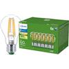 Philips LED UltraEfficient, Lampadina E27 a goccia, Confezione da 7 | 60 W, 2700 K, Classe A, Trasparente, Durata 50000 ore, Risparmio energetico 50%, Design retrò