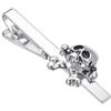RunootPR Fermacravatta da uomo a forma di teschio con croce, zirconia cubica, oro e argento, 5,6 cm