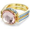 Swarovski Chroma Twist Anello Cocktail, Gioiello Versatile con Cristalli Multicolore ReCreated, Collezione Circolare, Taglio Cushion, Placcatura in Tonalità Oro, Taglia 55
