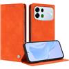 TAUYN Cover Custodia Folio in Pelle per Oppo A7 Pro Max | Design a Flip Magnetico Premium PU Pelle Antiurto Wallet Case, con Supporto & Porta Carta Protezione Completa. Arancione