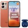 XIAOMI REDMI 17 5G Smartphone 4G+256GB,Helio G91-Ultra processore,display da 6,9 120Hz,Batteria da 7500mAh,Doppia fotocamera posteriore 50MP,Arancia,incluso cuffie smart incluse blu